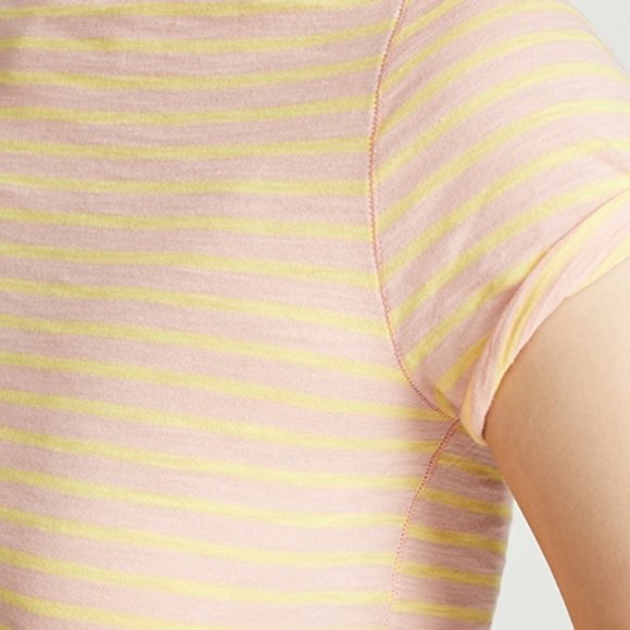 NWT Free People Salmon/Yellow Striped Summer Rose Combo T Shirt Medium Women's - Picture 2 of 3